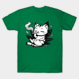 High Cat Smoking Weed dope T-Shirt